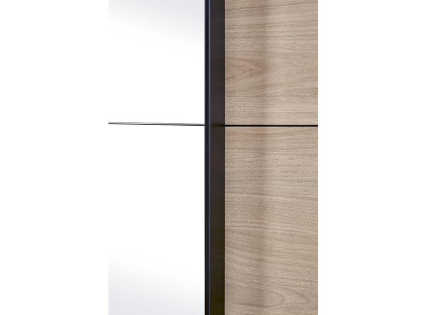 viola schuifdeurkast 3 deuren 250cm slaapkamer kledingkast castella imitatiehout detail spiegel