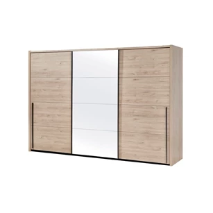 viola schuifdeurkast 3 deuren vol spiegel 280cm kledingkast castella imitatiehout gesloten