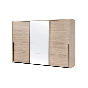 viola schuifdeurkast 3 deuren vol spiegel 280cm kledingkast castella imitatiehout gesloten