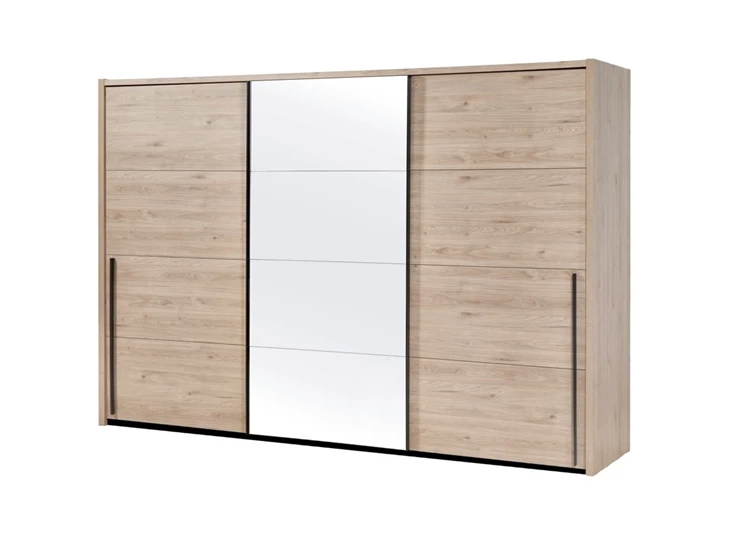 viola schuifdeurkast 3 deuren vol spiegel 280cm kledingkast castella imitatiehout gesloten