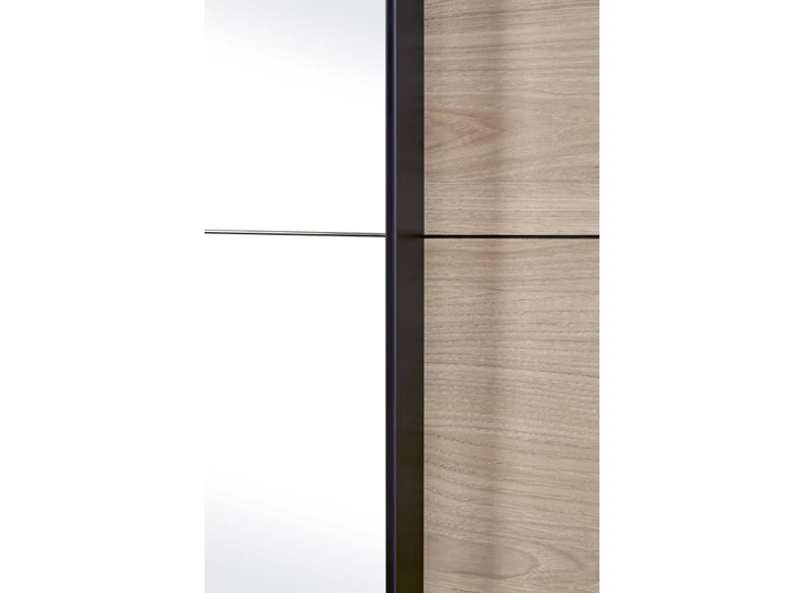 viola schuifdeurkast 3 deuren 250cm slaapkamer kledingkast castella imitatiehout detail spiegel