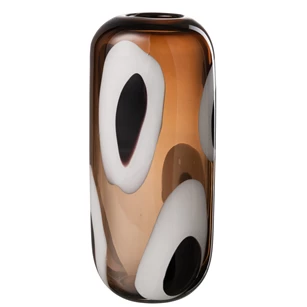 Izzy glazen vaas wit/bruin Large - vooraanzicht