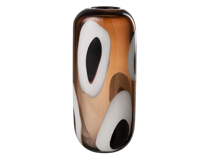 Izzy glazen vaas wit/bruin Large - vooraanzicht