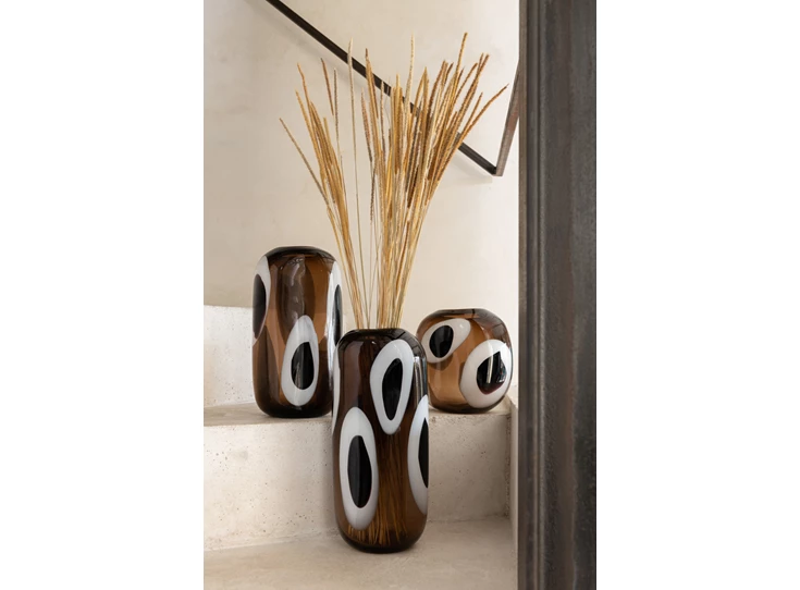 Izzy glazen vazen wit/bruin assortiment