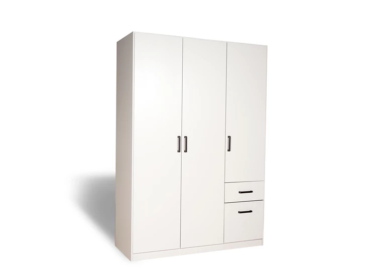 AG380.32Q2 Allrounder draaideurkast 3 deur 2 laden alpen wit schuin vooraanzicht gesloten