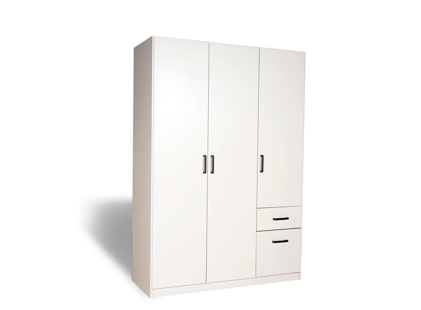 AG380.32Q2 Allrounder draaideurkast 3 deur 2 laden alpen wit schuin vooraanzicht gesloten