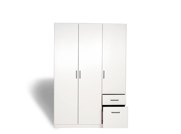 AG380.32Q2 Allrounder draaideurkast 3 deur 2 laden alpen witvooraanzicht laden beetje open