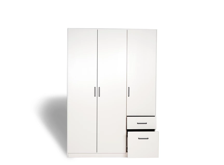 AG380.32Q2 Allrounder draaideurkast 3 deur 2 laden alpen witvooraanzicht laden beetje open