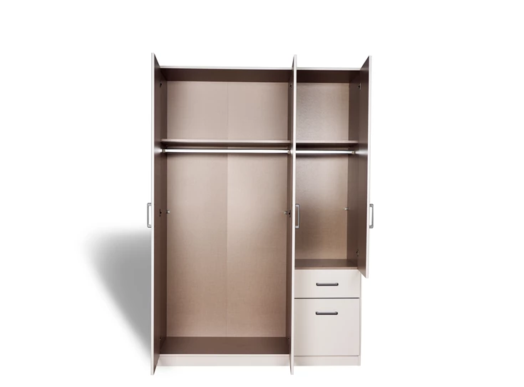 AG380.32Q2 Allrounder draaideurkast 3 deur 2 laden alpen wit vooraanzicht alle deuren open