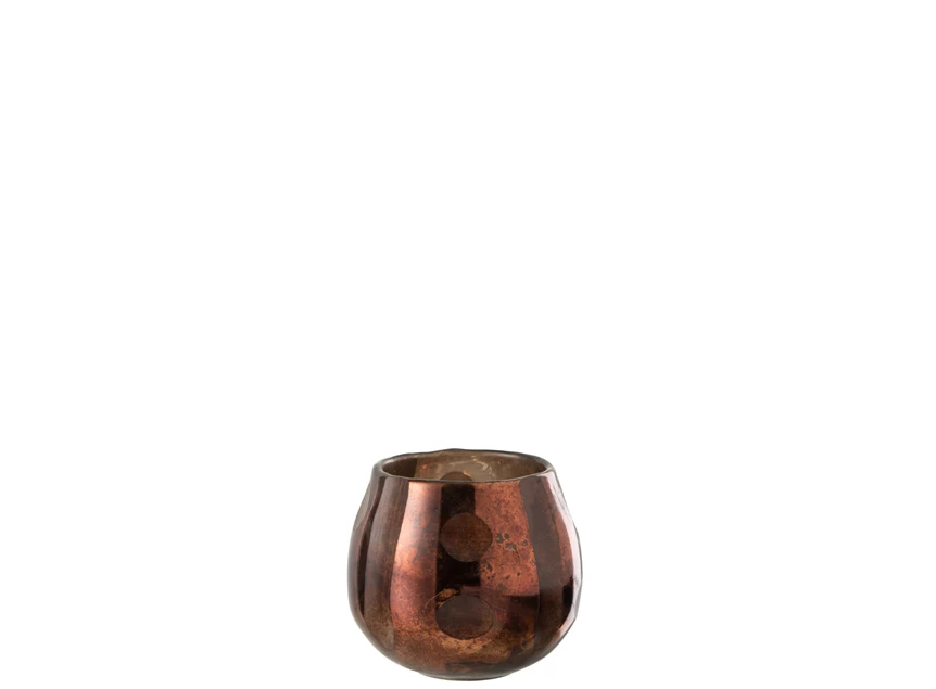 glazen theelichthouder Coconut bruin