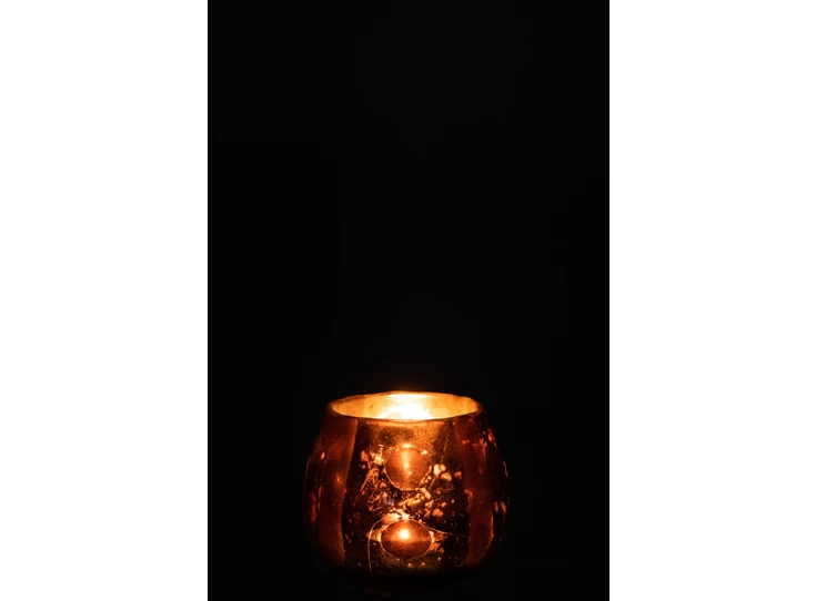 glazen theelichthouder Coconut bruin - in het donker