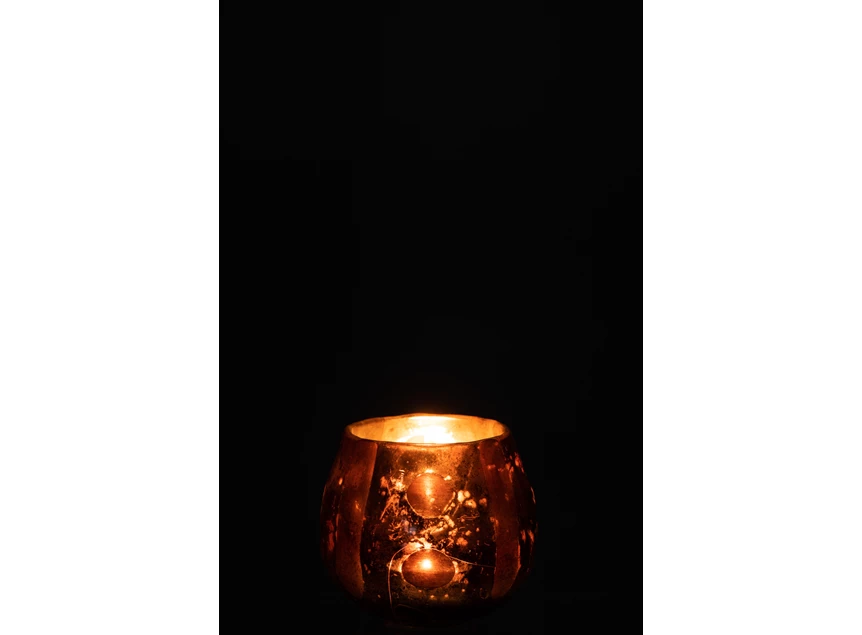 glazen theelichthouder Coconut bruin - in het donker
