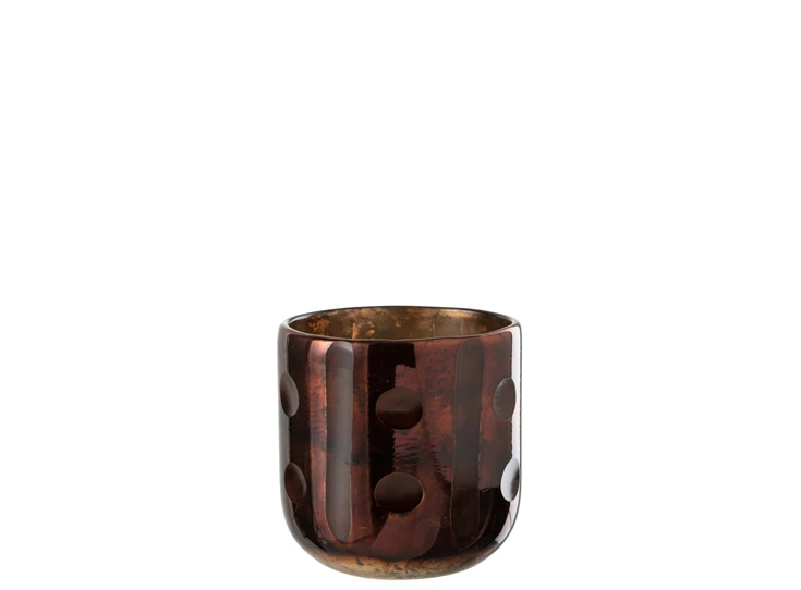 bruine Coconut cylinder theelichthouder glas