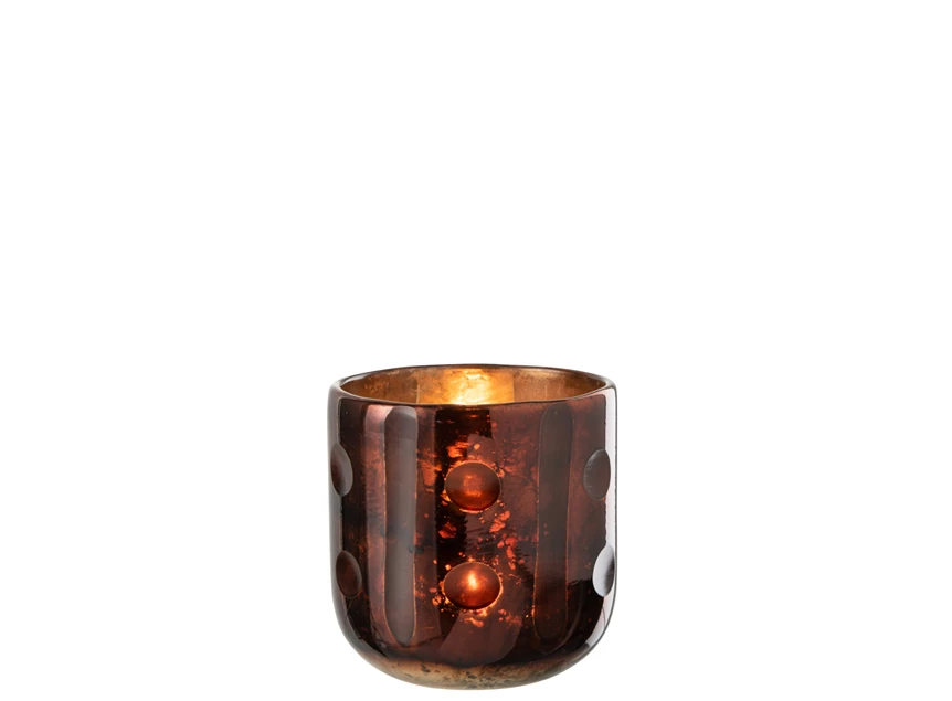 bruine Coconut cylinder theelichthouder glas met kaarsje