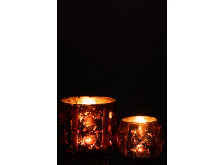 bruine Coconut cylinder theelichthouder glas- sfeerbeeld