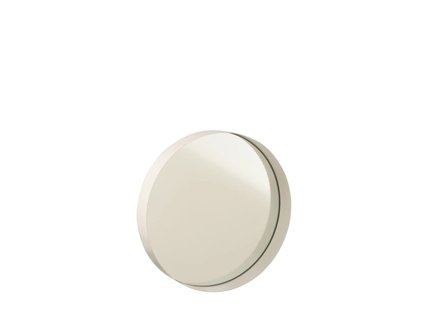 Ronde spiegel met metalen boord- wit S- vooraanzicht