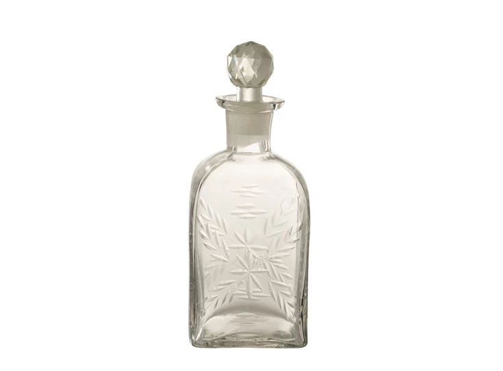 vierkanten glazen karaf- transparant- vooraanzicht