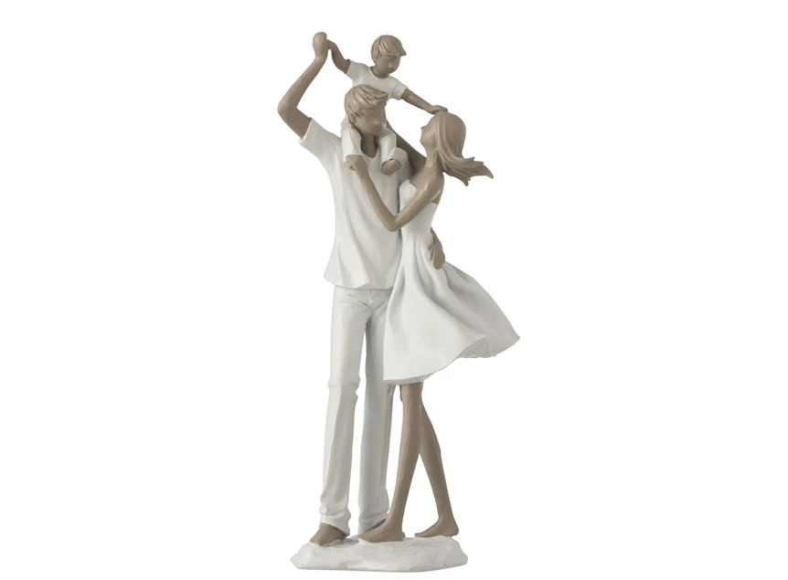 Koppel met kind op schouders- Poly- Wit/taupe- (10,5X18X39,5CM)- vooraanzicht