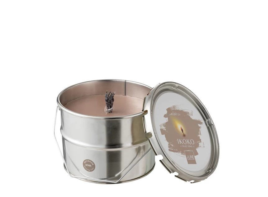 Buitenkaars- verfpot Ikoko- metaal/was- taupe S 50u- open pot