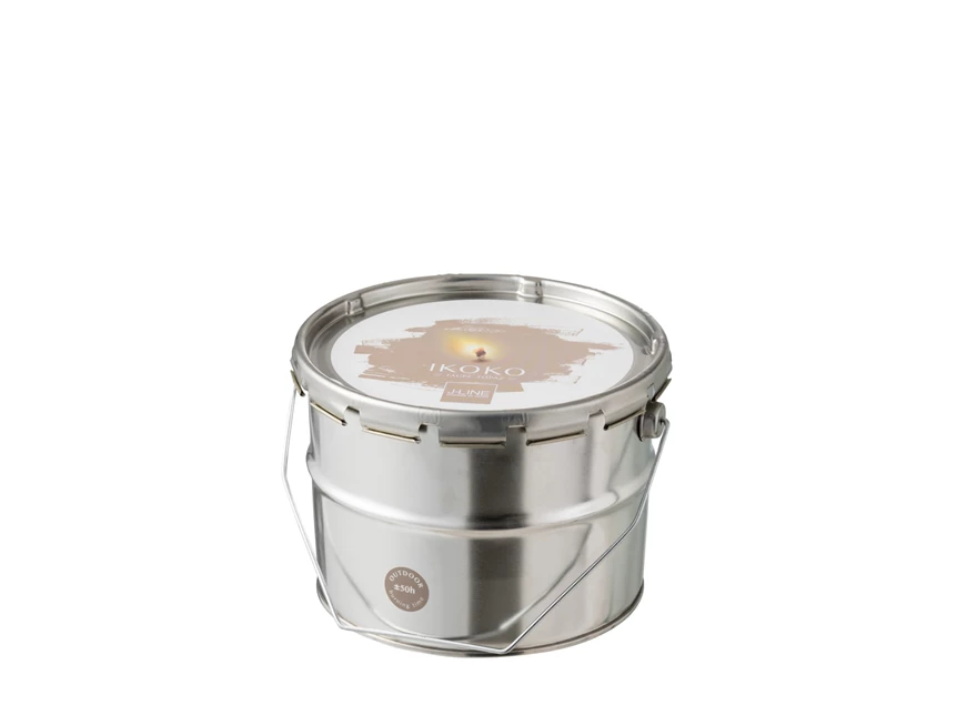 Buitenkaars- verfpot Ikoko- metaal/was- taupe S 50u- gesloten pot