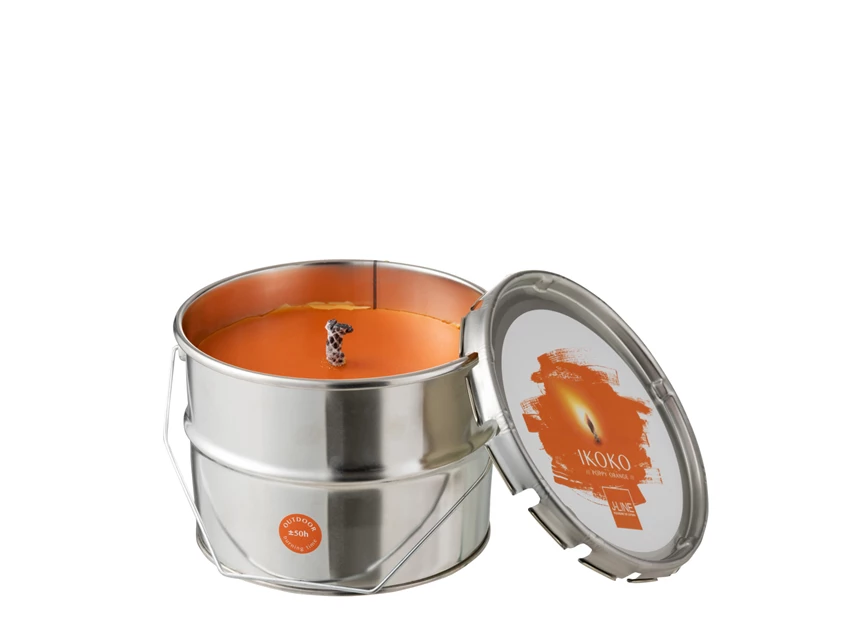 Buitenkaars- verfpot Ikoko- metaal/was- oranje S 50u- open pot