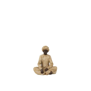 zittende indiase figuur- poly- beige/bruin S- 11612