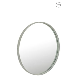 ronde groene spiegel- leder L- vooraanzicht