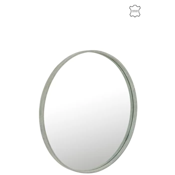 ronde groene spiegel- leder L- vooraanzicht