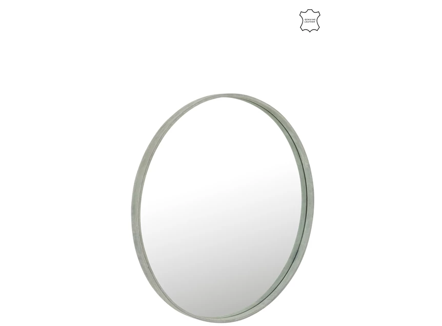 ronde groene spiegel- leder L- vooraanzicht