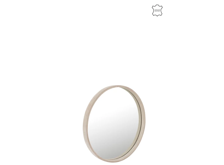 ronde beige spiegel- leder S- vooraanzicht