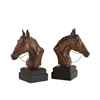 Set van 2 boekensteun paarden- poly- bruin- vooraanzicht