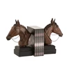 Set van 2 boekensteun paarden- poly- bruin- met boeken