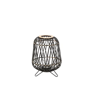 lantaarn op voet- bamboe- zwart/naturel S- vooraanzicht