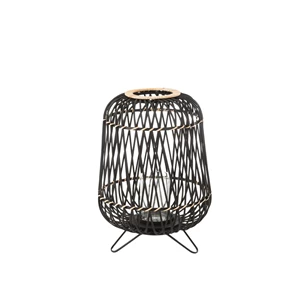 Lantaarn op voet- bamboe- zwart/naturel M- vooraanzicht