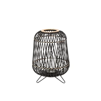 Lantaarn op voet- bamboe- zwart/naturel M- vooraanzicht