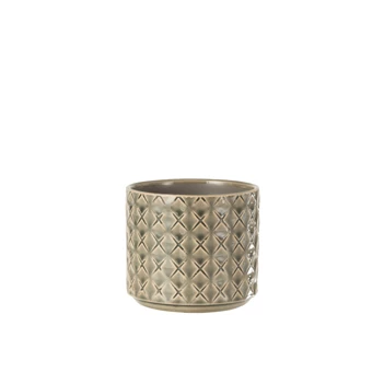 Keramieke bloempot- kruis- grijs S- 12815