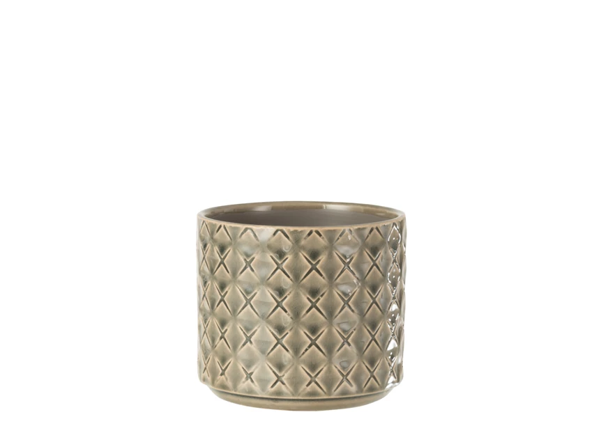 Keramieke bloempot- kruis- grijs S- 12815