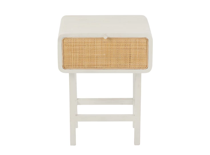 Bijzettafel Molly- exotiek- hout/rotan- wit- vooraanzicht