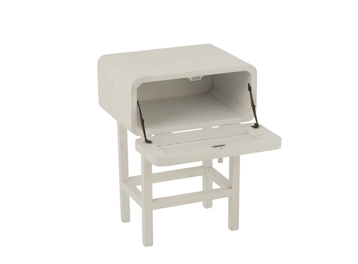 Bijzettafel Molly- exotiek- hout/rotan- wit- open