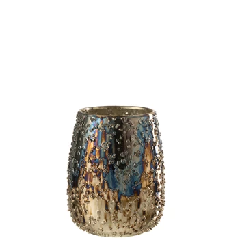 Glazen windlicht- Lise- bruin/goud M- vooraanzicht