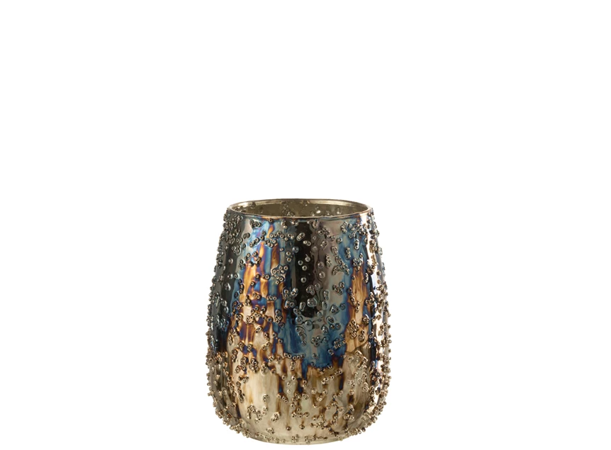 Glazen windlicht- Lise- bruin/goud M- vooraanzicht