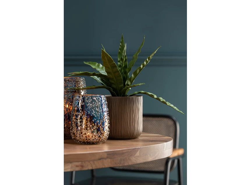 Glazen windlicht- Lise- bruin/goud M- sfeerbeeld