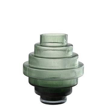 Ronde trappen vaas- glas- groen L- 23613