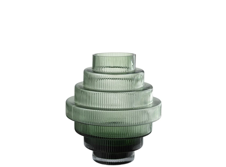 Ronde trappen vaas- glas- groen L- 23613