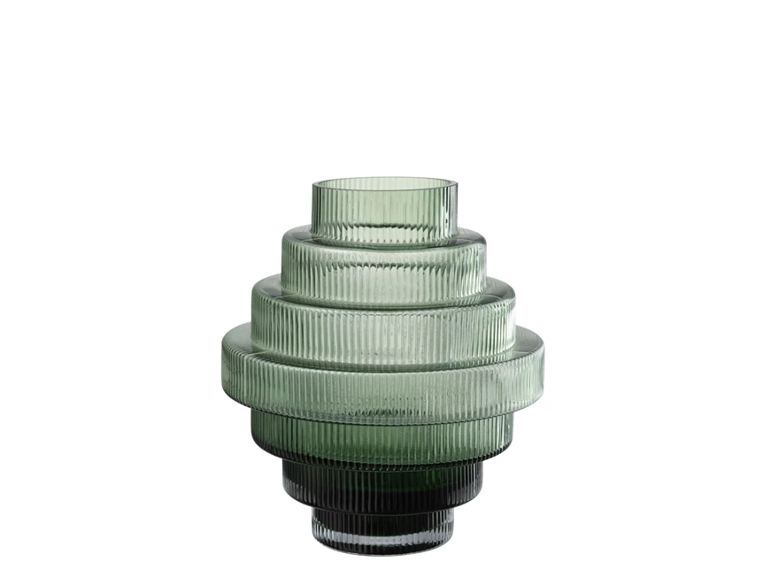 Ronde trappen vaas- glas- groen L- 23613