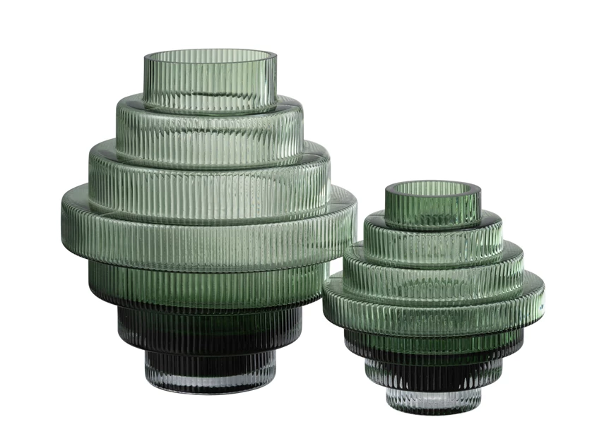Ronde trappen vaas- glas- groen L- combo kleintje