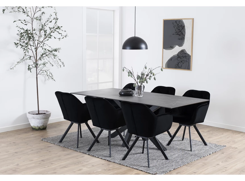 20147 heaven eettafel sfeerbeeld fairbanks keramiek 200x100cm actona zwart