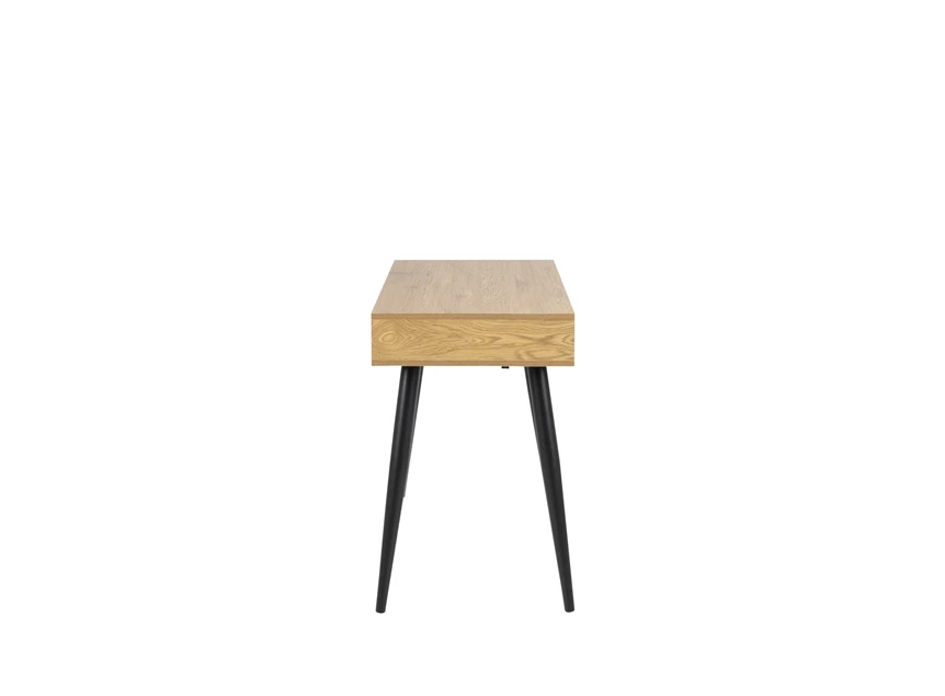 17689 neptun desk bureau 3 laden hout zwart metalen poten actona zijaanzicht