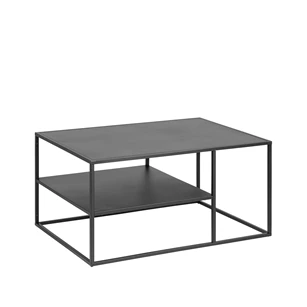 88332 newton salontafel rechthoek legplank 90x60cm actona zwart metaal schuin vooraanzicht