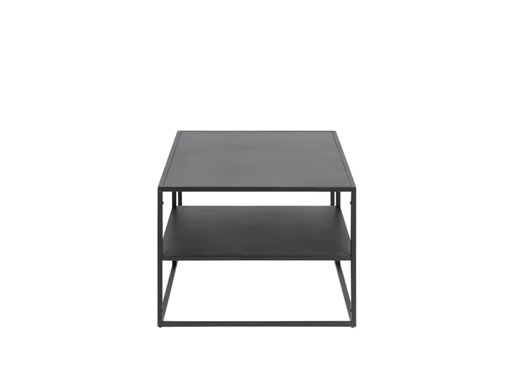 88332 newton salontafel rechthoek legplank 90x60cm actona zwart metaal zijaanzicht